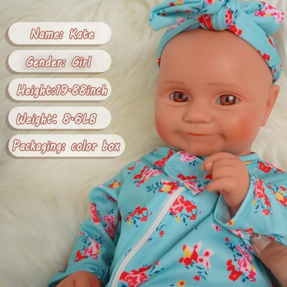 Full Body Platinum Silicone Baby Dolls Smiling Kate-ivory Reborn Baby Girl - Picture 3 of 6